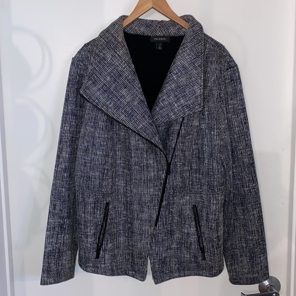 Halogen tweed blazer Asymmetrical xxl motorcycle style